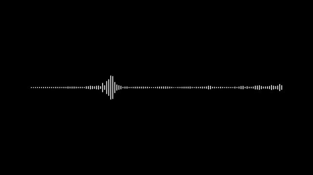 Abstract audio sound visualizer wave spectrum animation on black background, white line audio wave visualization voice record effect for video overlay, sound wave spectrum concept 4k