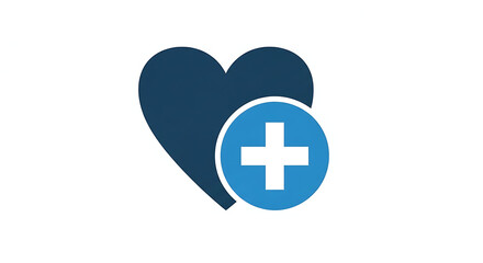 Fototapeta premium Heart icon with plus sign symbolizing healthcare, medical assistance, or healthy lifestyle choice