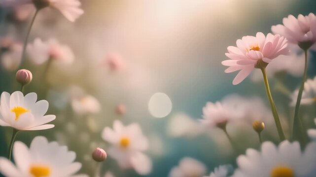 Beautiful white and pink flowers bloom.