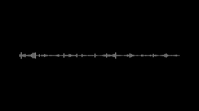 Seamless audio waveform spectrum animation, white sound waves on transparent background, 4k digital audio visualizer, music equalizer frequency pulse for creative video editing tasks