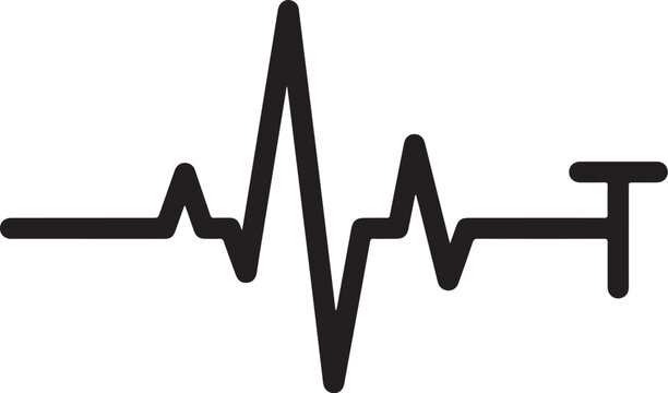 ECG, heart rate, vector icon, medical symbol, black line art