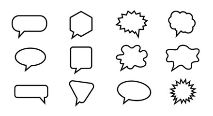 Fototapeta premium A set of black and white speech bubbles