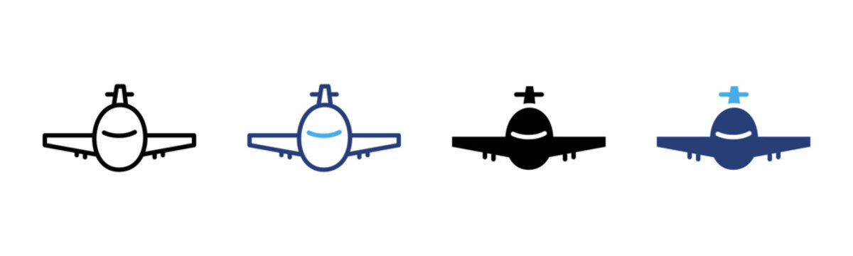 Airplane icon set multiple style collection