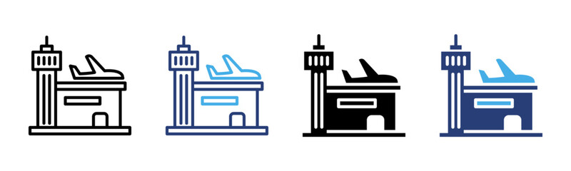 Fototapeta premium Airport icon set multiple style collection