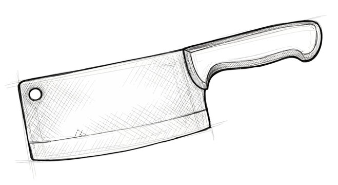 Hand-drawn cleaver knife illustration