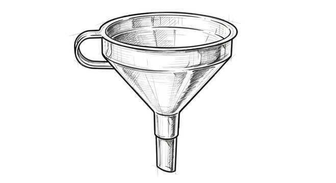 Hand-drawn funnel illustration on white background