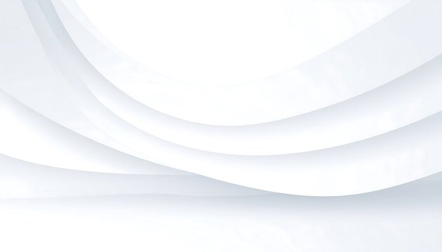 Clean white layered abstract background with subtle shadows and gentle curves in studio setting
