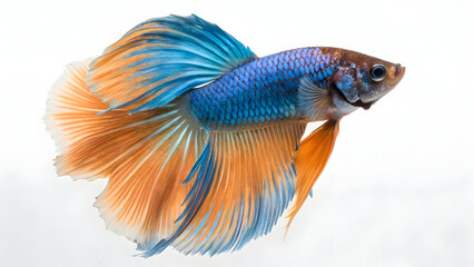 Fototapeta premium Vibrant orange and blue betta fish swimming