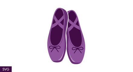 Purple Ballet Slippers with Bows, Isolated Vector Illustration © dira