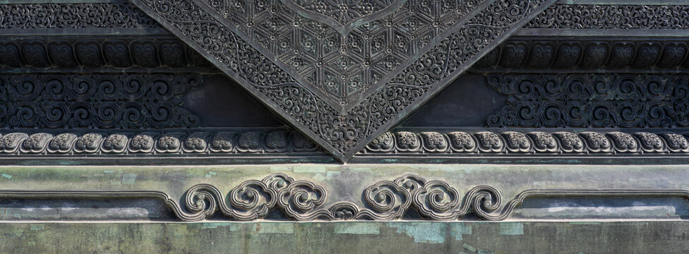 Intricate Dougong Brackets and Carvings Under Taihe Hall Eaves in Beijing Forbidden City