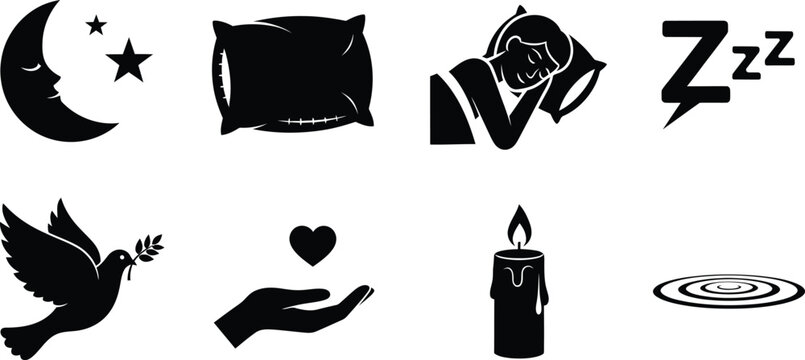 Dreamy nighttime symbols and icons collection