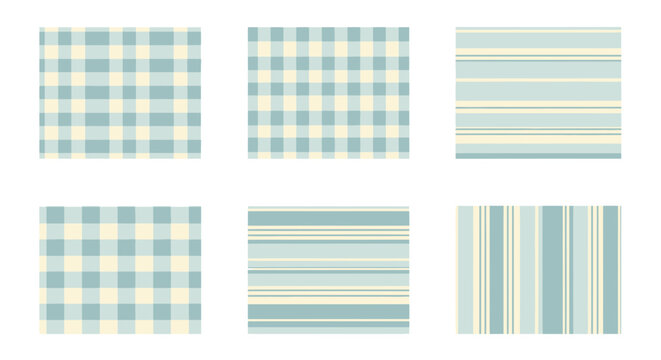 Pastel Gingham and Stripe Patterns Set