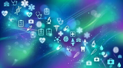 Obraz premium Medical Health Symbols Icons Background.