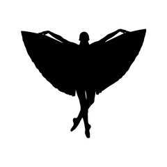 Silhouette of a ballet dancer in a flowing dress. © Erik