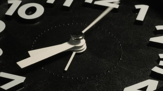 Tme lapse video of a clock time passing over a day to night on black background.