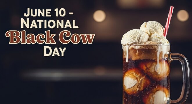 Delicious root beer float with vanilla ice cream on National Black Cow Day