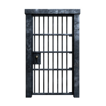 Steel Jail Cell Door Secure Prison Gate Crime Scene Justice Concept [Transparent Background PNG].