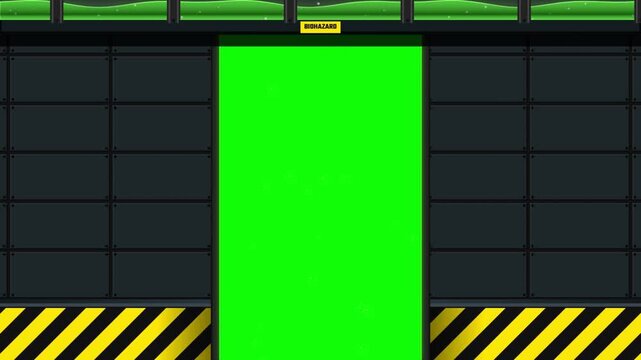 Animated Sci-Fi Biohazard Laboratory Door Opening to Green Screen Chroma Key Transition