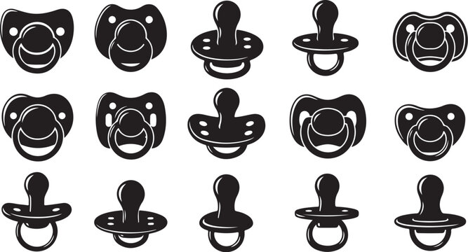 Baby Pacifiers and Animal Face Illustrations