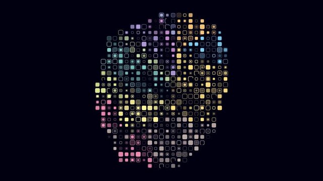 Nauru animated country shape. Pulsating colored dots on the map of the country. Large size rounded square blocks. Digital style Nauru map on dark background. Beautiful animation video.