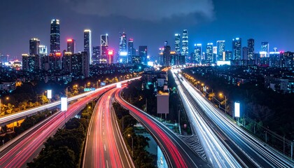 Fototapeta premium illuminated city street at night