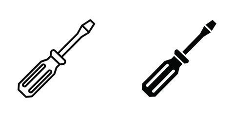 Fototapeta premium Contrasting styles of screwdrivers depicted in black and white silhouette