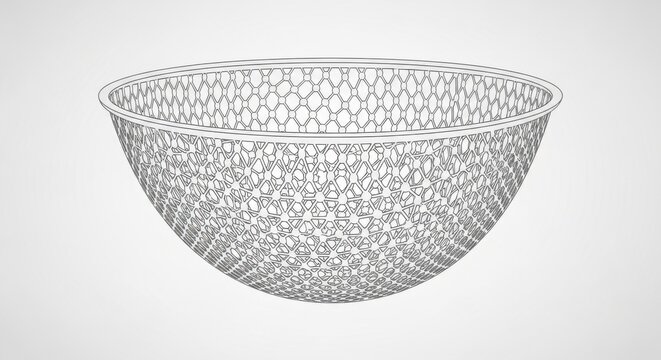 Wireframe mesh bowl isolated on white b.