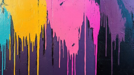 Fototapeta premium A vibrant and colorful abstract painting with paint drips on a wall