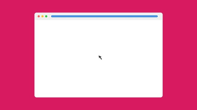 Clean Browser Window Animation with Cursor Movement on a Pink Background.