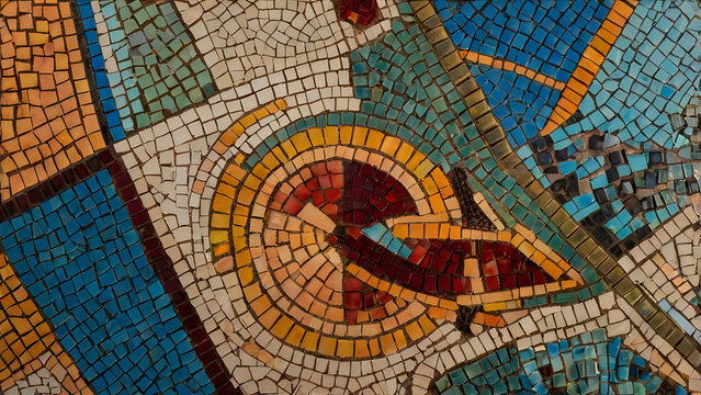 Colorful abstract mosaic tile pattern with geometric
