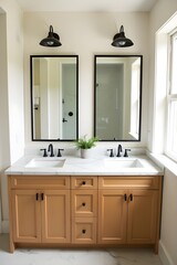 Fototapeta premium Luxury modern bathroom interior with refined finishes