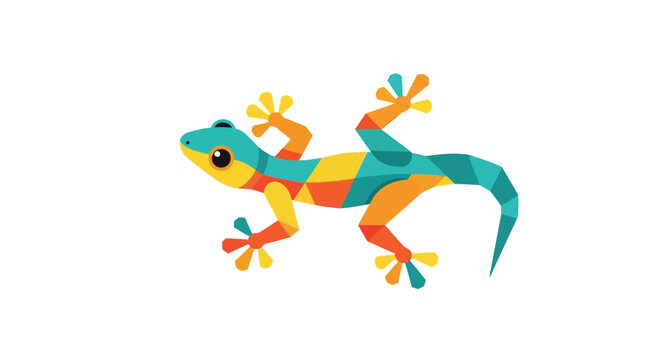 Colorful Geometric Gecko Lizard Illustration