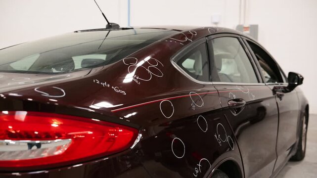 Preparing to Repairing Hail Damage in car body shop