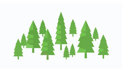 Stylized Pine Forest Trees Collection Flat Vector Illustration © Ibrahim