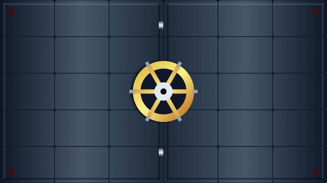 Animated High-Security Metal Vault Door Opening to Reveal Green Screen Chroma Key Background