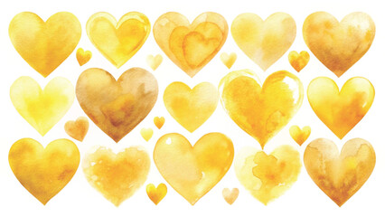 Obraz premium Watercolor pattern of hand-painted hearts background 