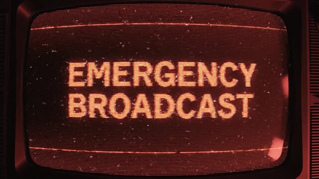 Retro television displaying emergency broadcast message with static