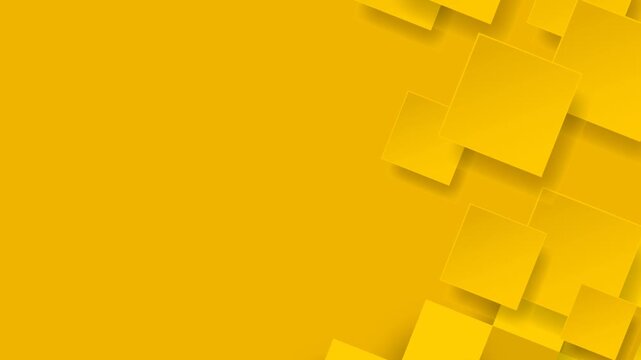 Yellow Geometric Squares Background with Dynamic Movement and Shadows