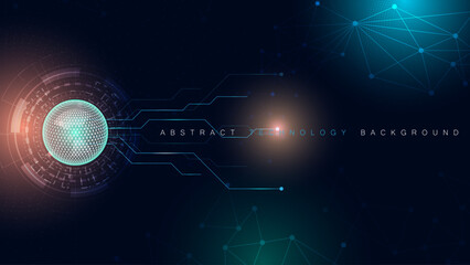 Obraz premium Blue Circuit Board Technology Background with Digital Connection Lines