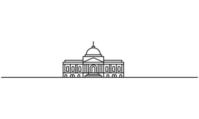 Simple vector illustration of a grand government building with a central dome and symmetrical architecture © StockMint