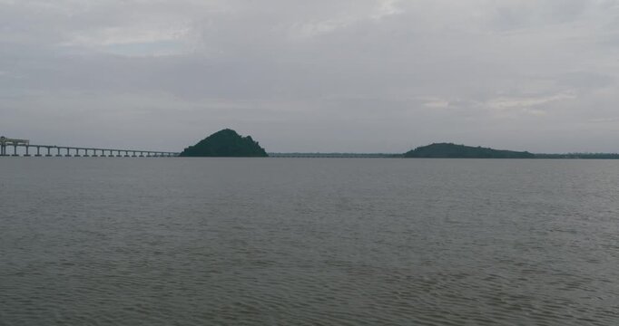 Beautiful Stuning View Of Batang Lupar River On Ferry Cruise One Of A Transportation From One Side To Another Crossing River Using Ferry.