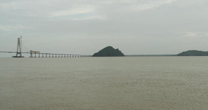 Beautiful Stuning View Of Batang Lupar River On Ferry Cruise One Of A Transportation From One Side To Another Crossing River Using Ferry.