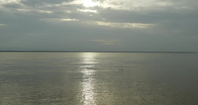 Beautiful Stuning View Of Batang Lupar River On Ferry Cruise One Of A Transportation From One Side To Another Crossing River Using Ferry.