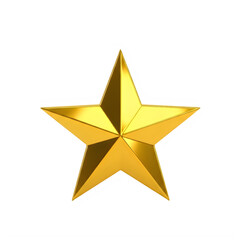 Obraz premium Golden Shiny 3D Star Shape Illustration Isolated Background