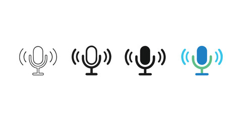 Fototapeta premium Voice Command Sound Wave Interaction Icon