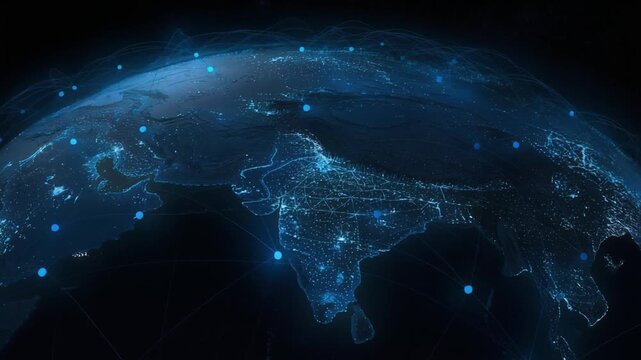 Global Network Connecting Luminous Cities and Data Across Continents