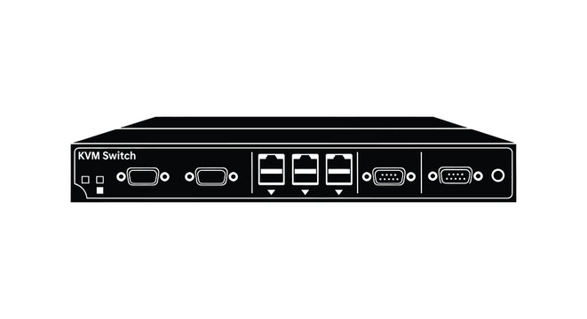 A black kvm switch device front view detailed silhouette