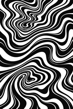 Seamless abstract pattern with dynamic black wavy lines on a white background