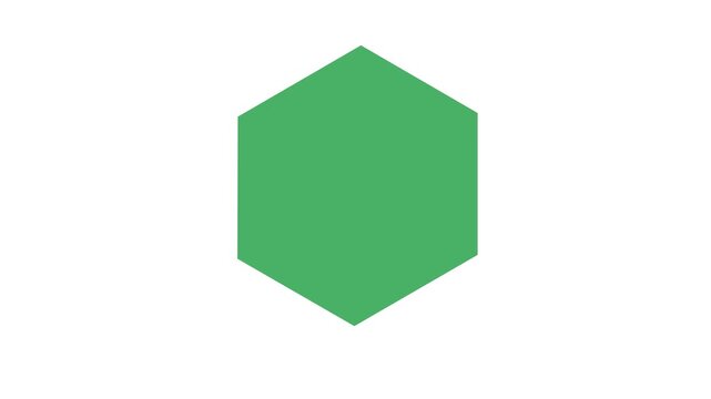 Green heptagon shape isolated on white background animated shape
