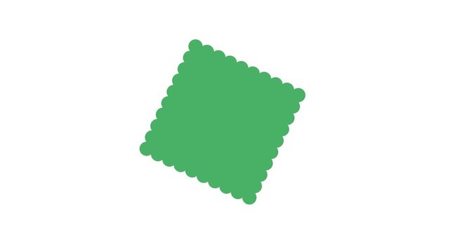 Green geometric shape with scalloped edges on white background animated shape